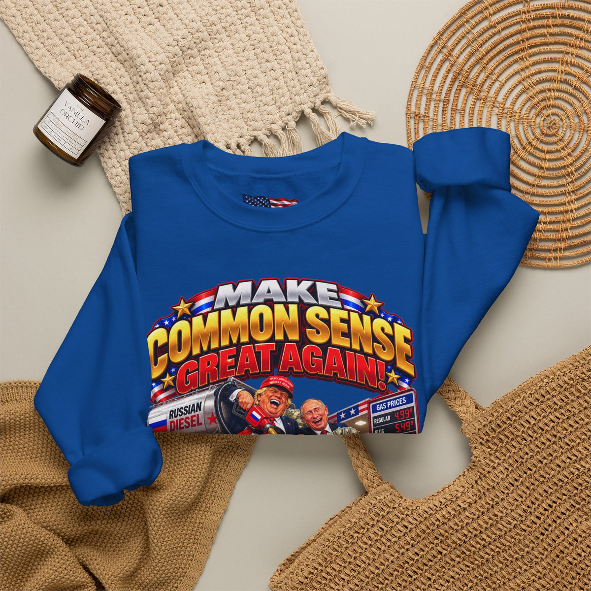 Donald Trump Comic Sweatshirt — Political Satire Crewneck