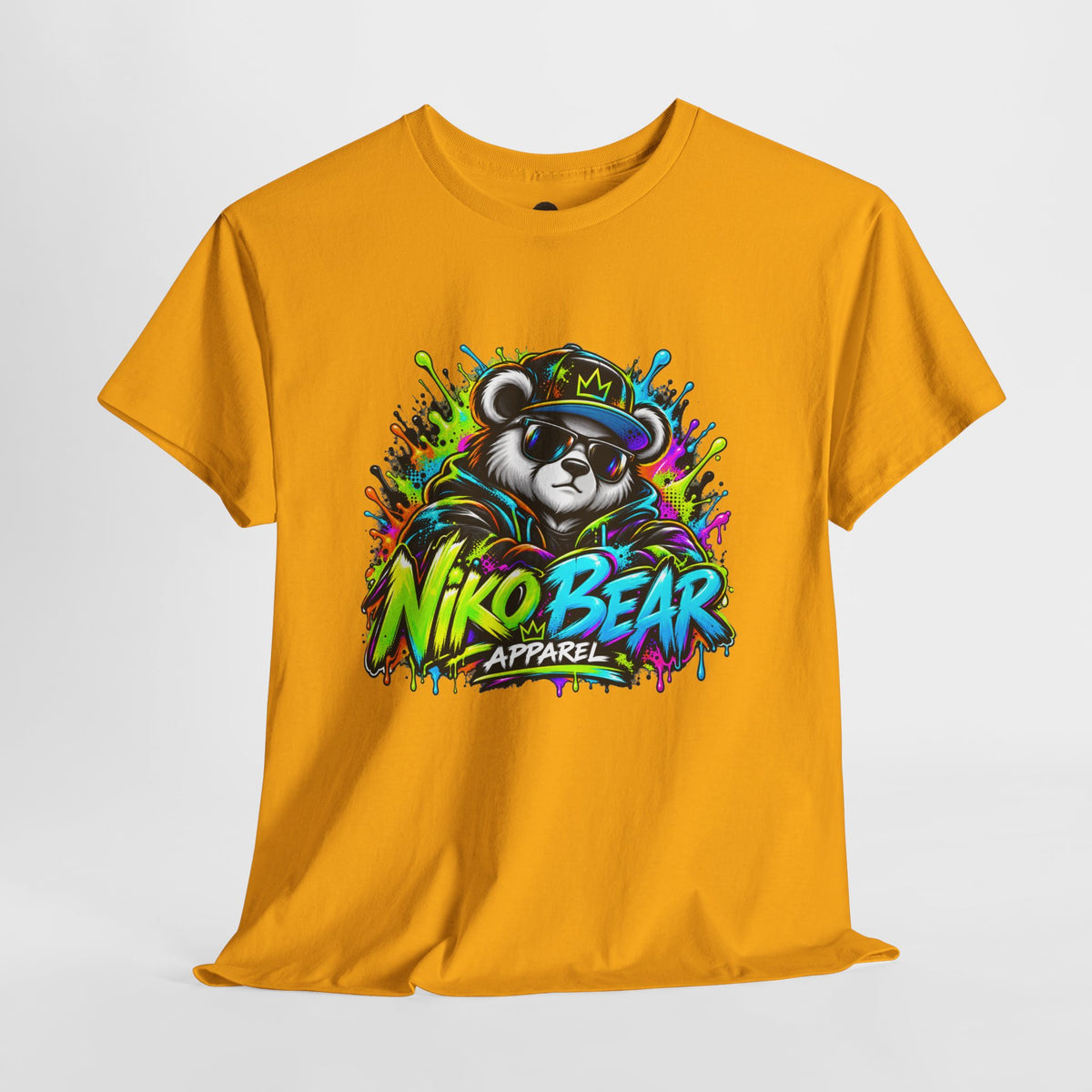 Niko Bear Graphic Tee - Cool Graffiti Panda Unisex Heavy Cotton T-Shirt