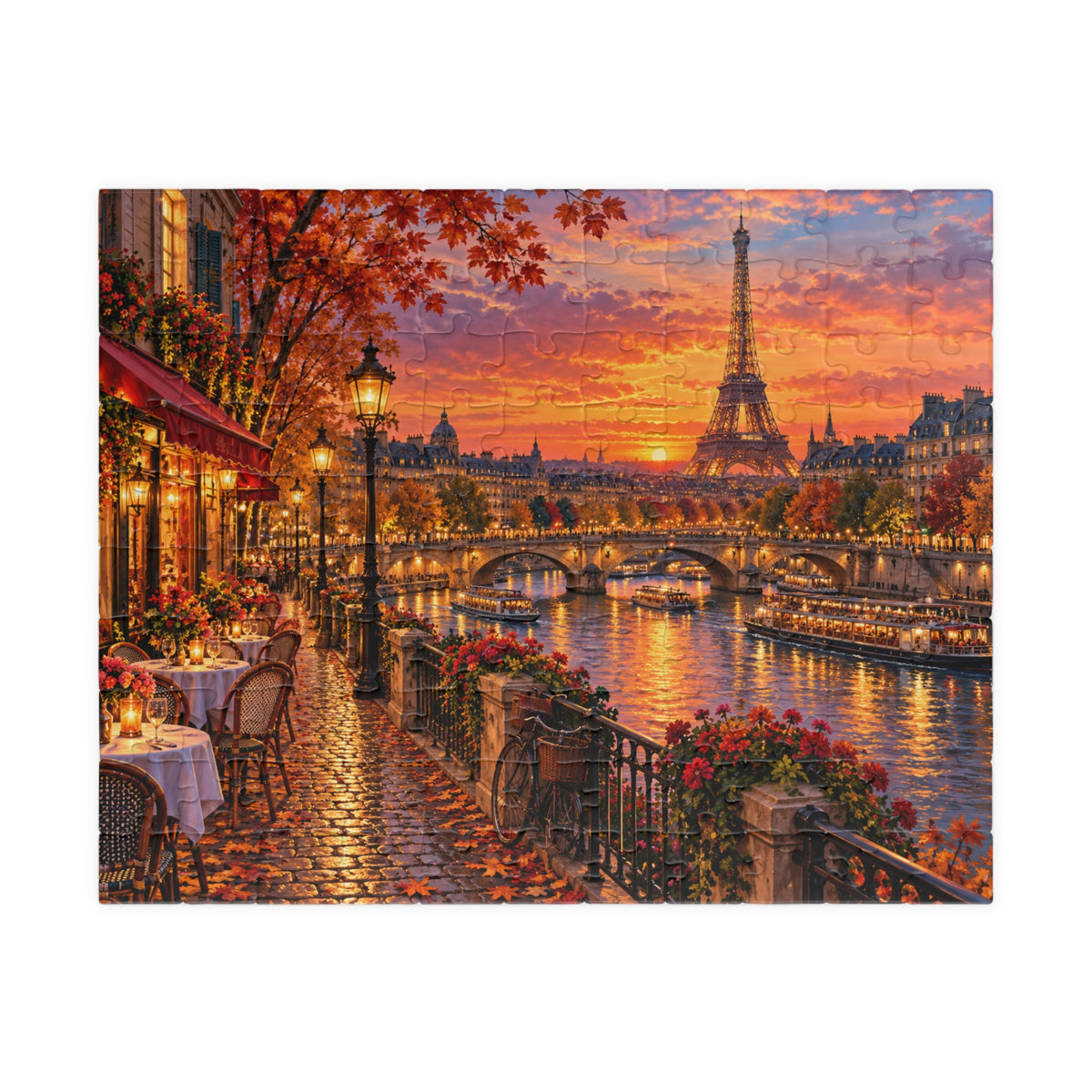 Autumn Paris Cityscape Jigsaw Puzzle – Sunset Eiffel Tower & Seine
