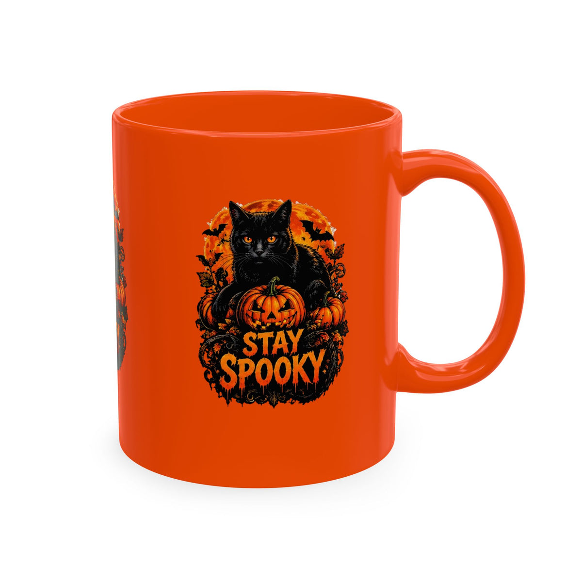 Stay Spooky Black Cat & Pumpkin Ceramic Coffee Mug