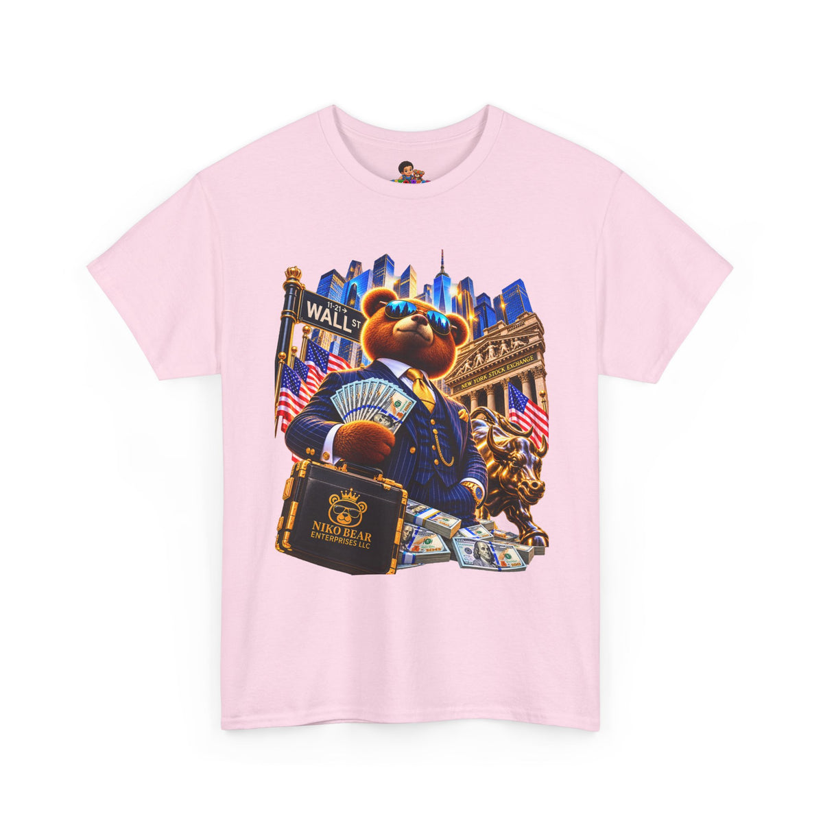 NikoBear Wall Street Hustle Graphic TeeUnisex Heavy Cotton Tee