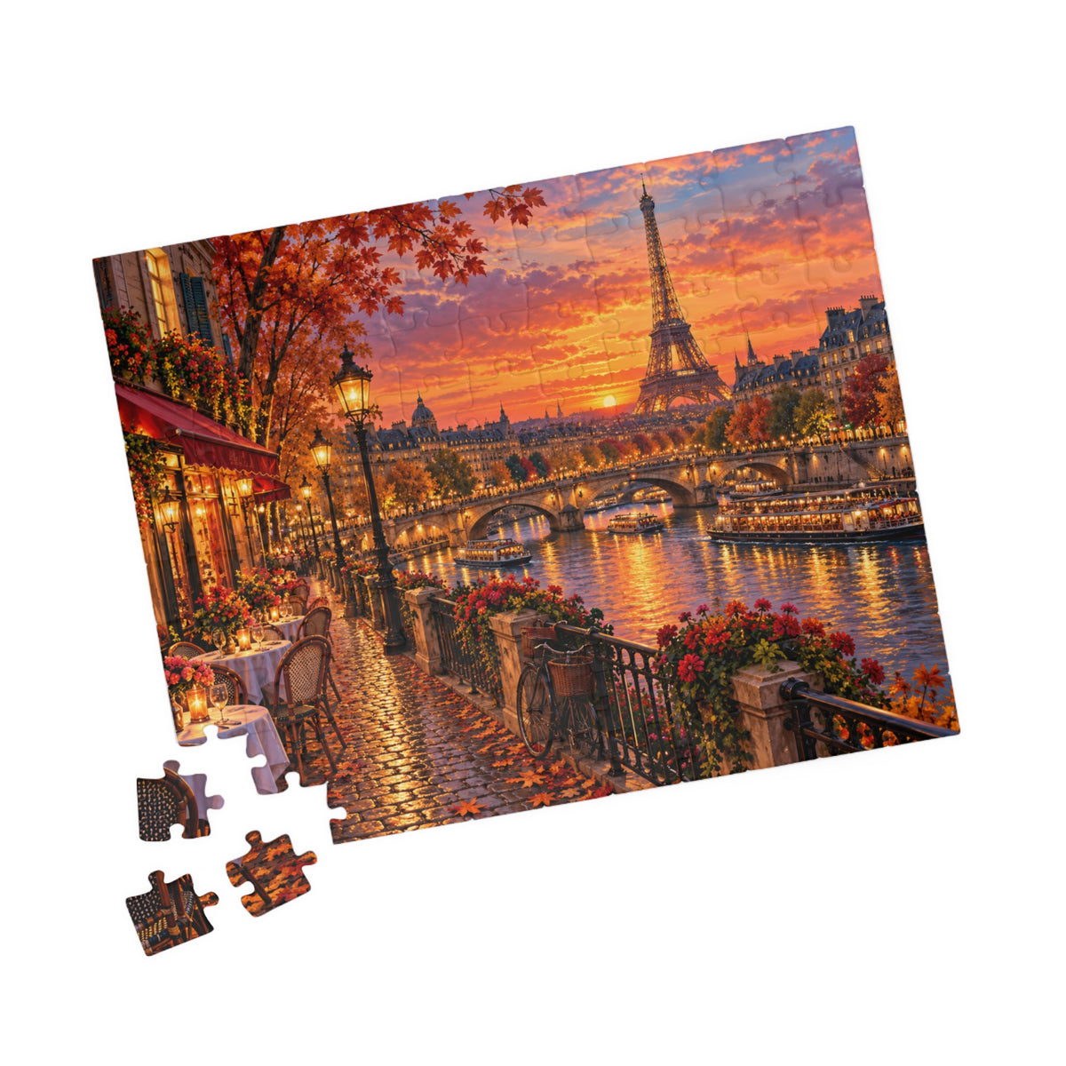 Autumn Paris Cityscape Jigsaw Puzzle – Sunset Eiffel Tower & Seine