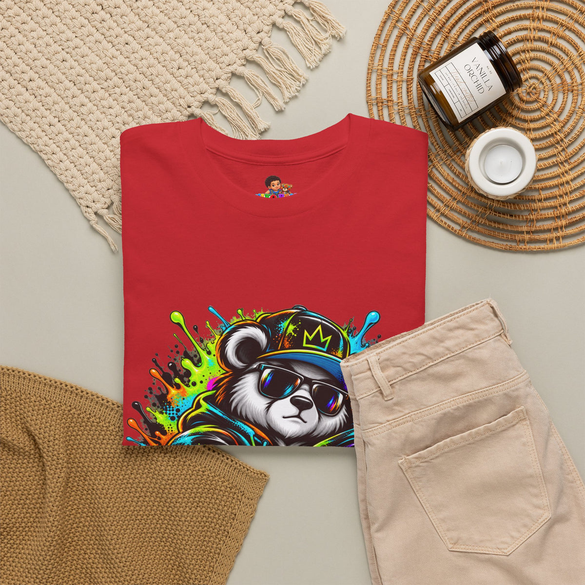 Niko Bear Graphic Tee - Cool Graffiti Panda Unisex Heavy Cotton T-Shirt