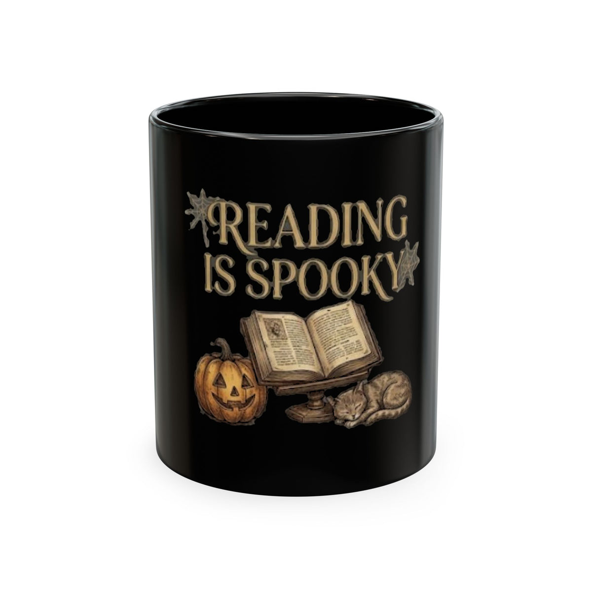 Reading Is Spooky Ceramic Mug — Halloween Coffee Cup