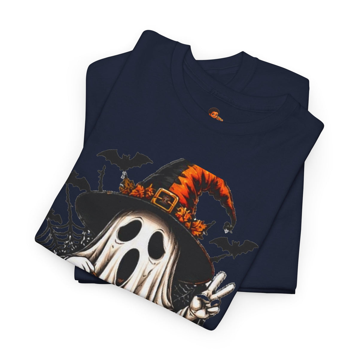 Retro Ghost & Jack-O'-Lantern T-Shirt — Halloween Graphic Tee