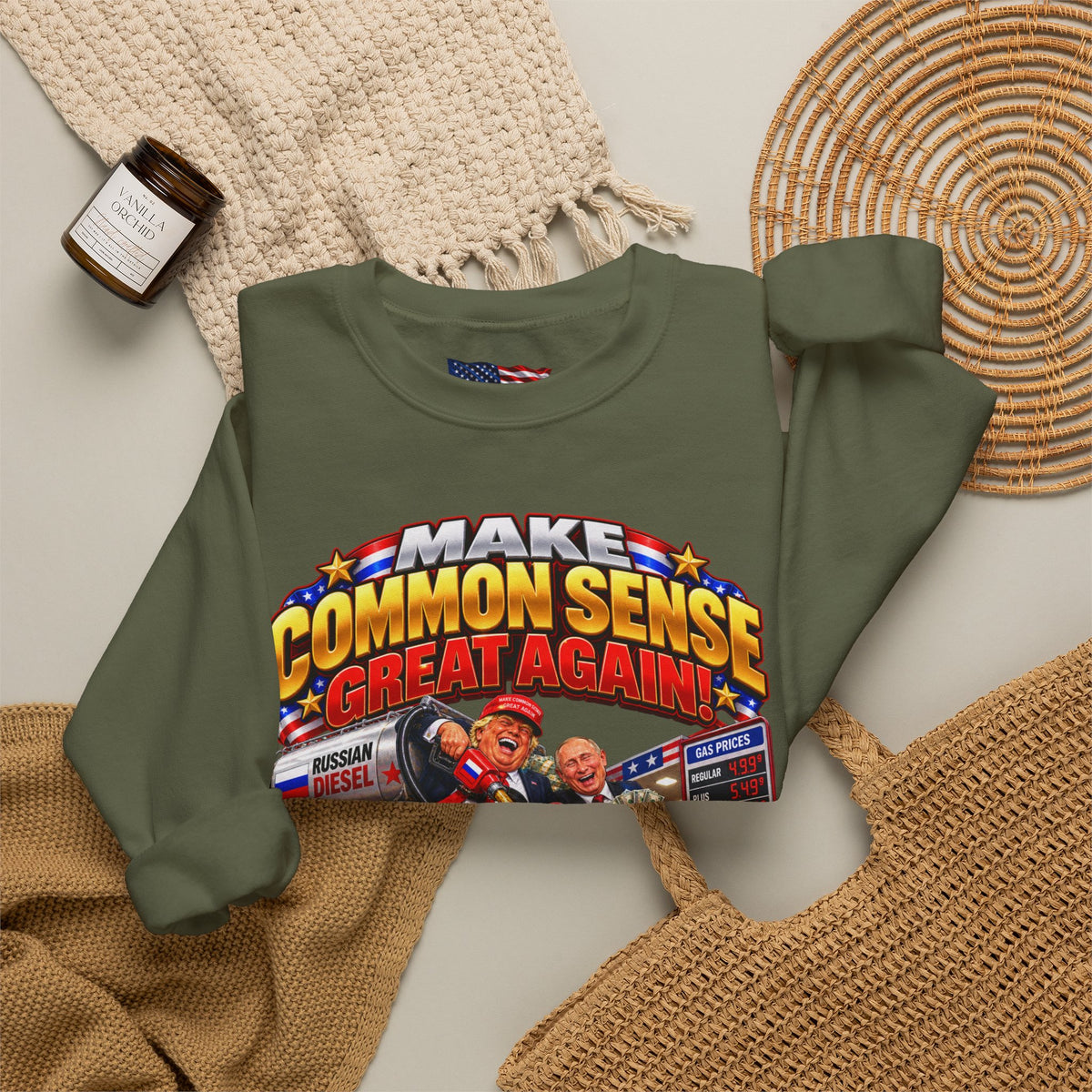 Donald Trump Comic Sweatshirt — Political Satire Crewneck