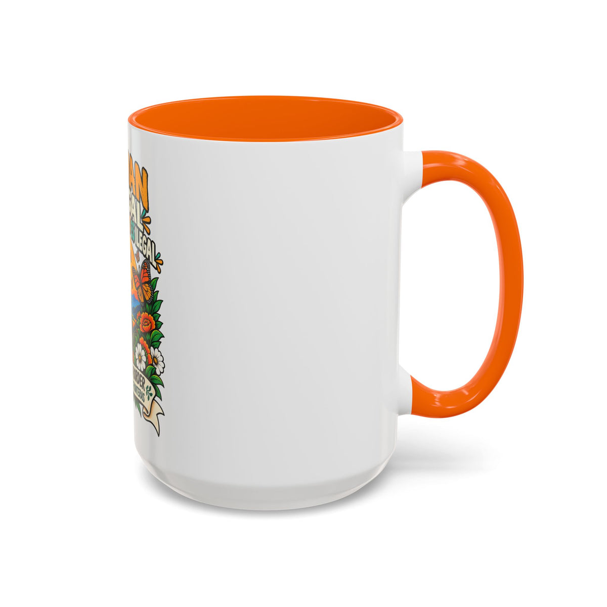 No Human Is Illegal Accent Mug — Immigrant Rights Coffee Cup