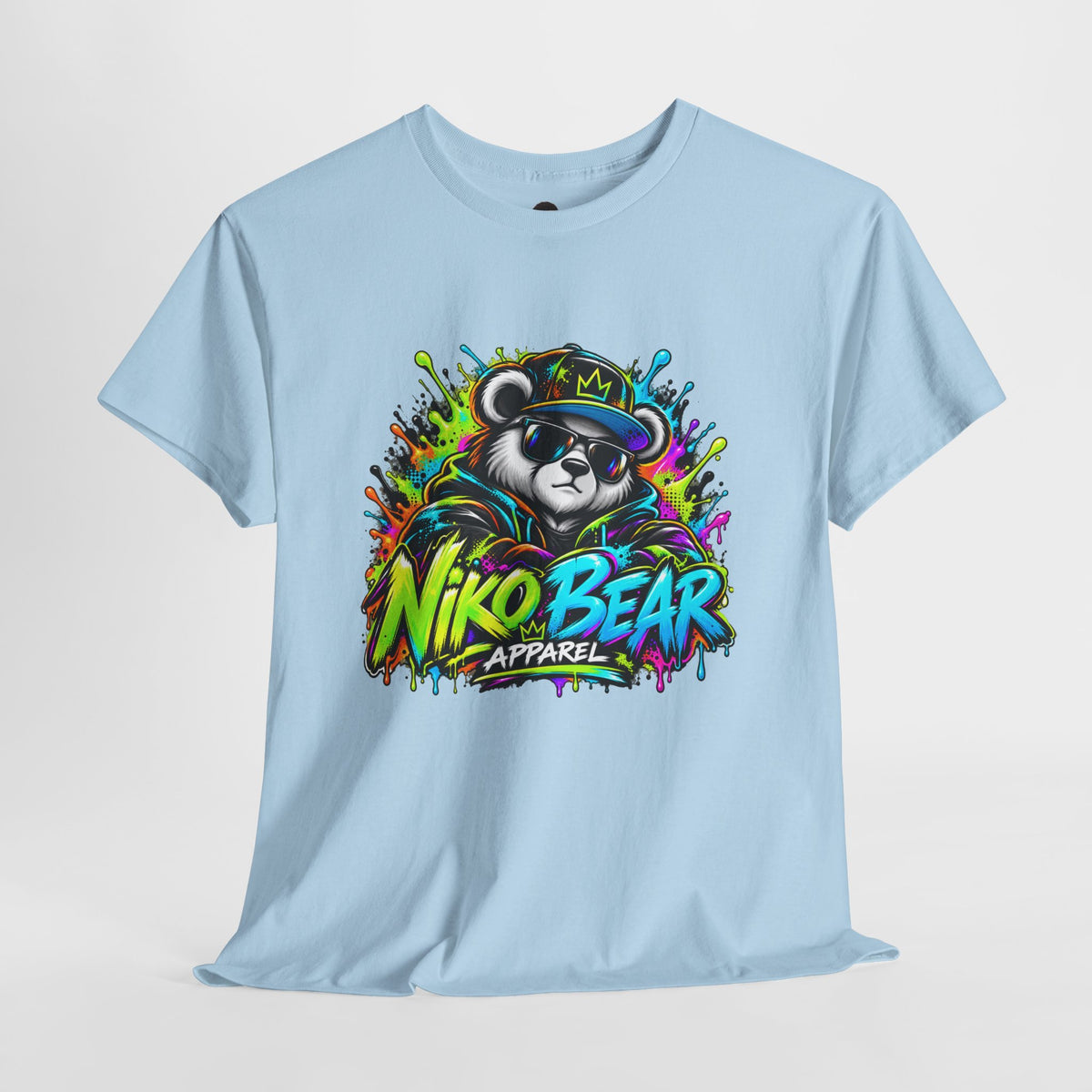 Niko Bear Graphic Tee - Cool Graffiti Panda Unisex Heavy Cotton T-Shirt