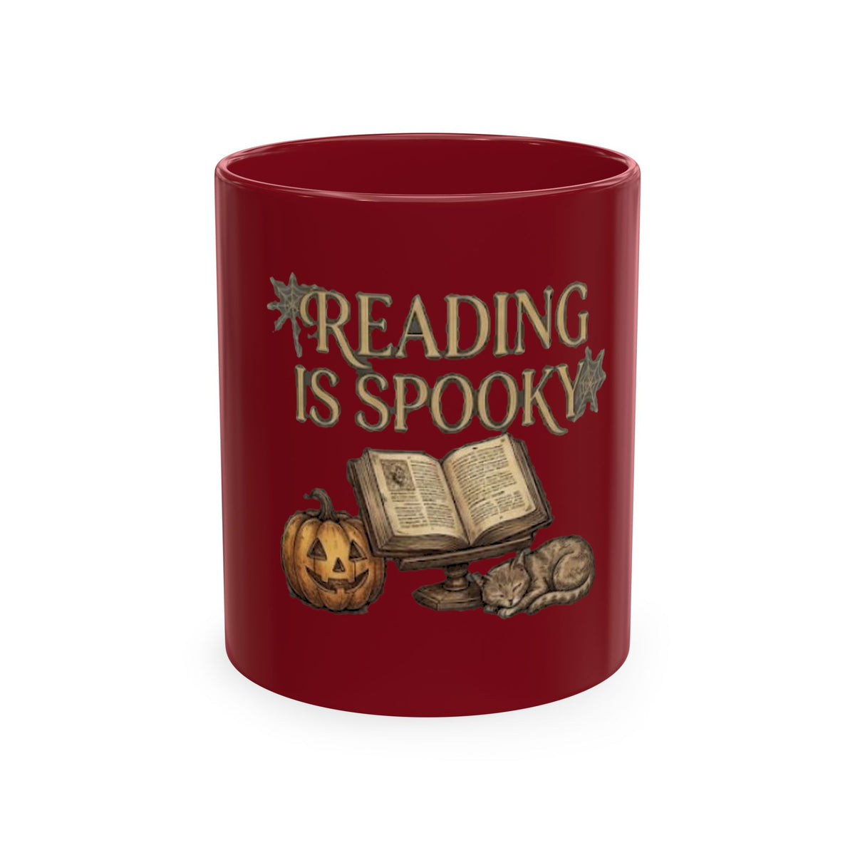 Reading Is Spooky Ceramic Mug — Halloween Coffee Cup