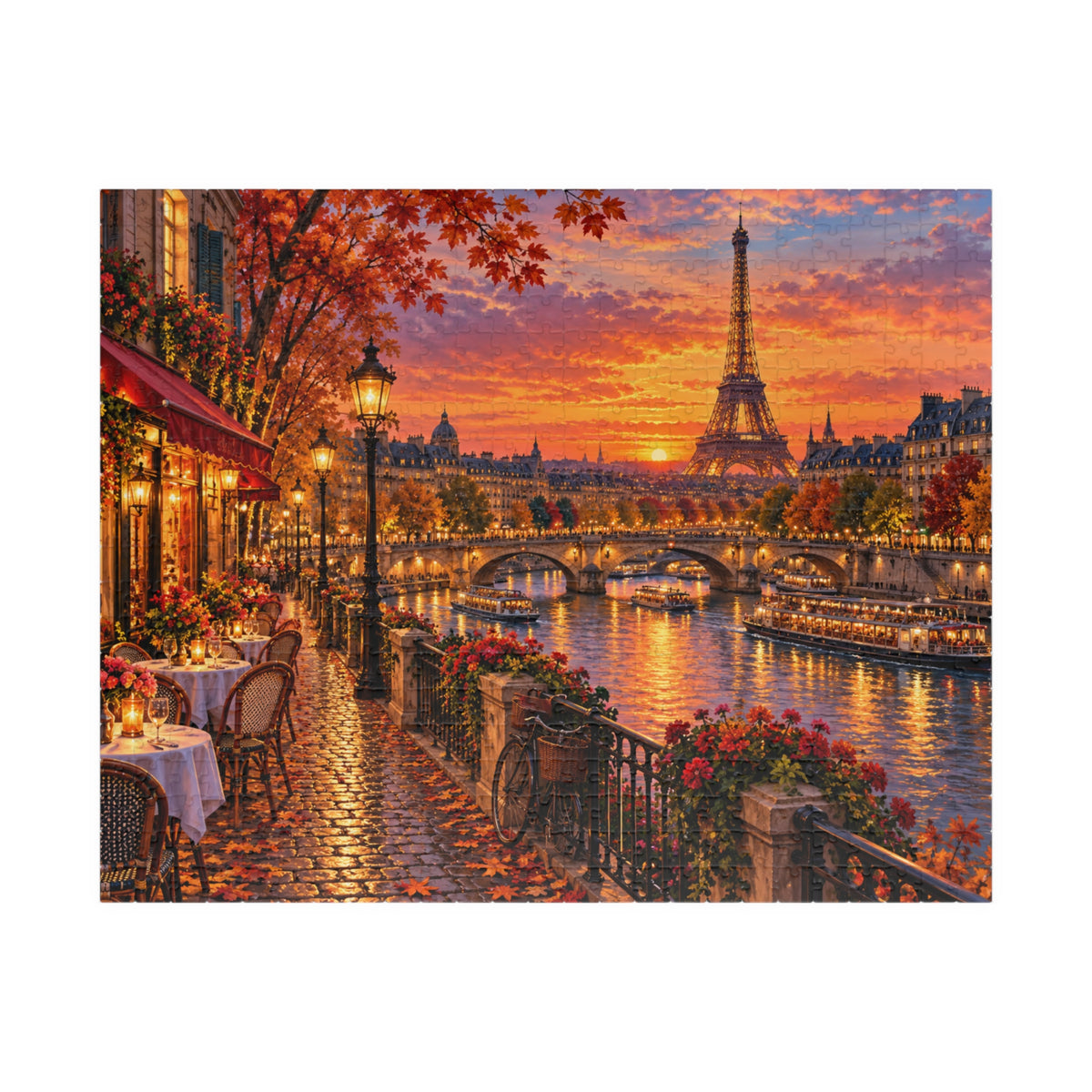 Autumn Paris Cityscape Jigsaw Puzzle – Sunset Eiffel Tower & Seine
