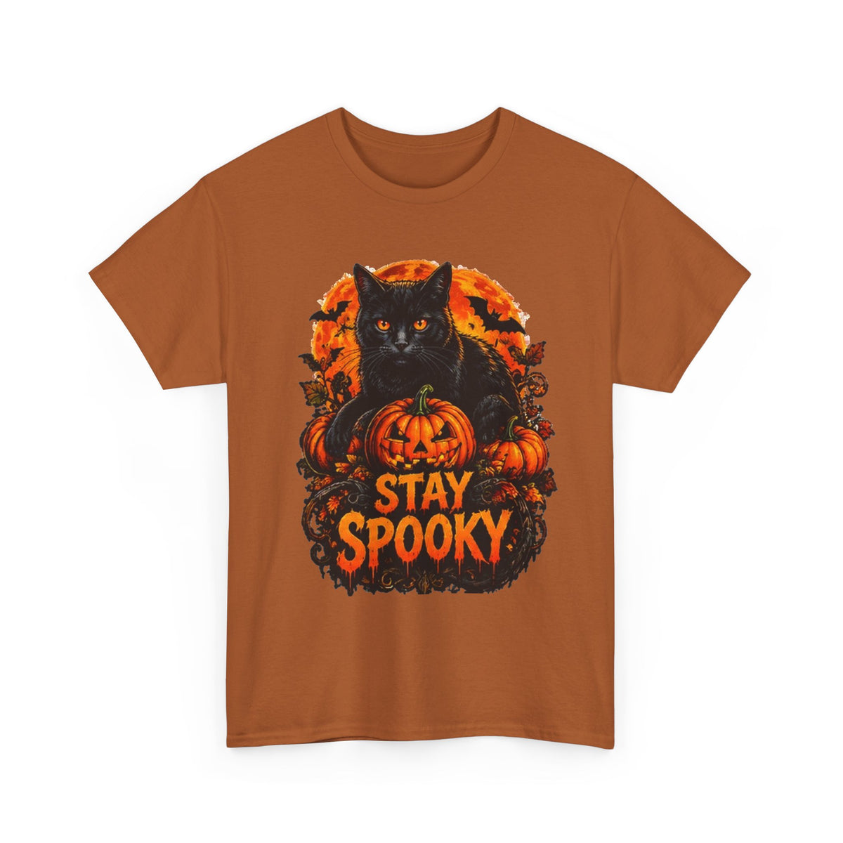 Stay Spooky Black Cat T-Shirt — Jack-O'-Lantern Halloween Tee
