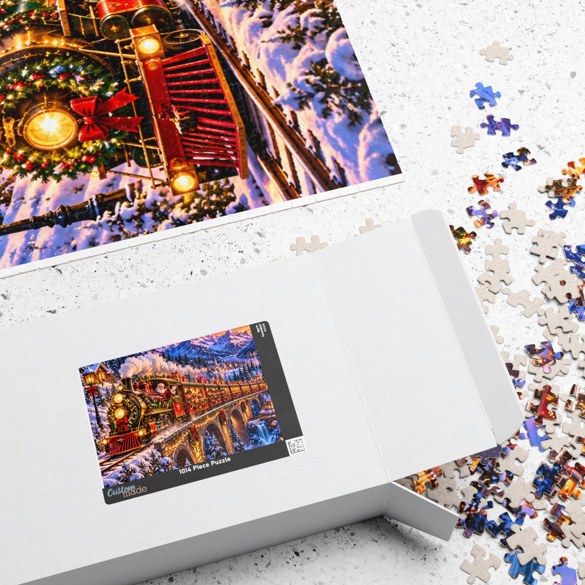 Santa’s Festive Christmas Steam Train Winter Wonderland Jigsaw Puzzle for Holiday Fun