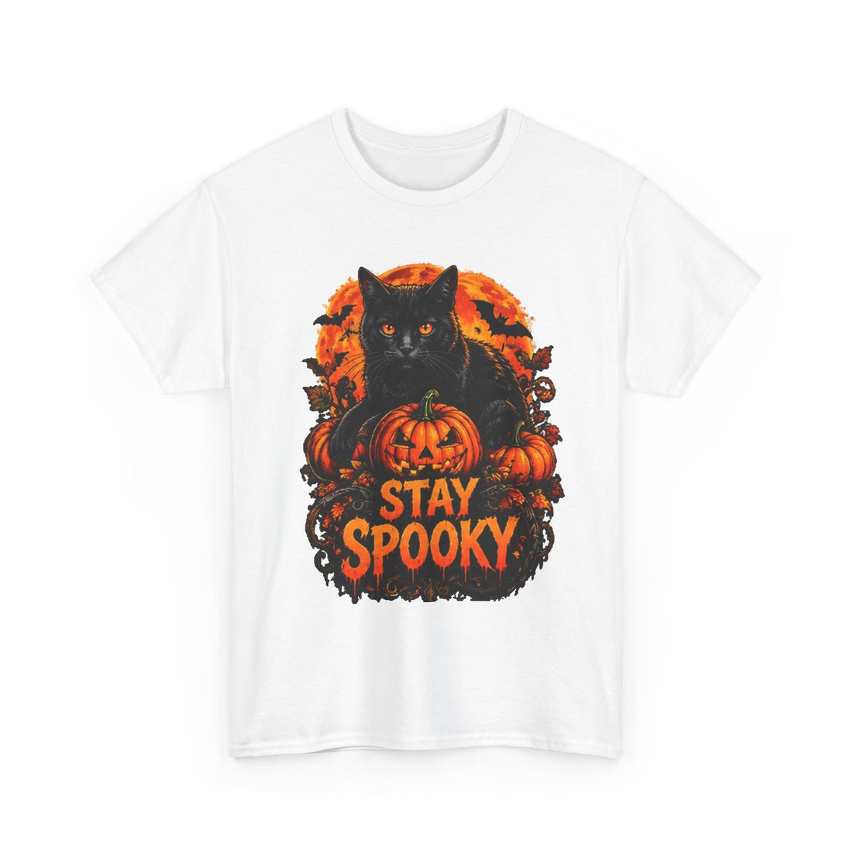 Stay Spooky Black Cat T-Shirt — Jack-O'-Lantern Halloween Tee