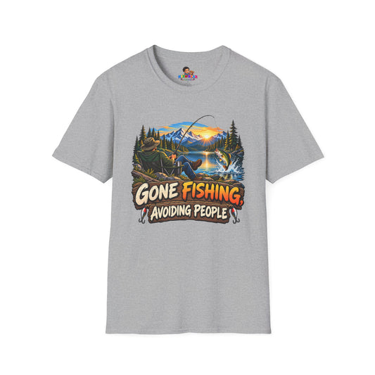 Gone Fishing Avoiding People T-Shirt - Funny Fishing Introvert Graphic Tee