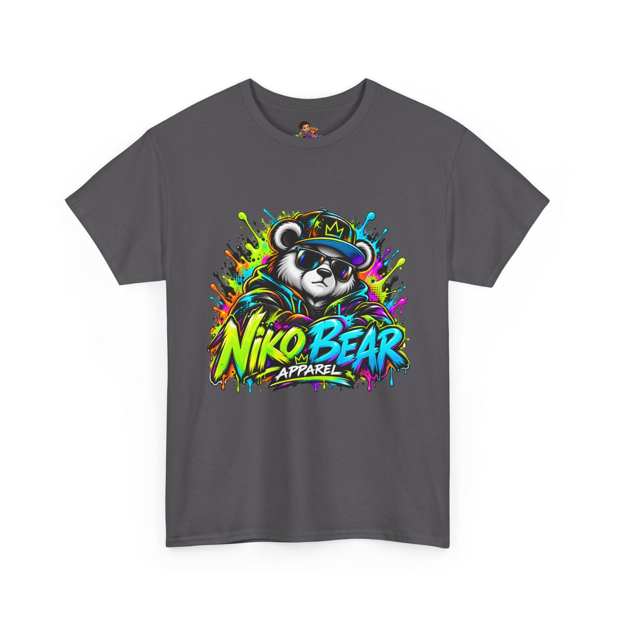 Niko Bear Graphic Tee - Cool Graffiti Panda Unisex Heavy Cotton T-Shirt