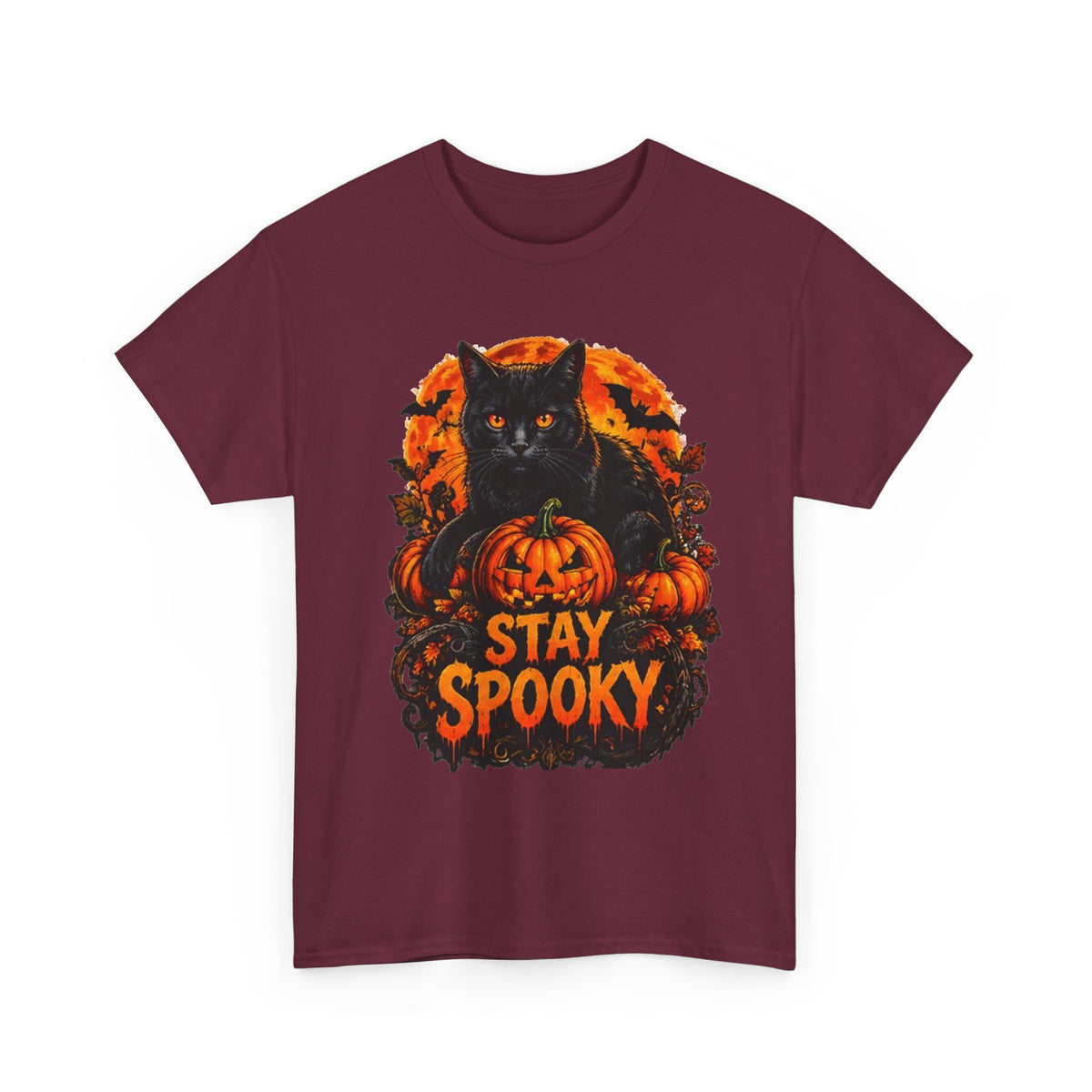 Stay Spooky Black Cat T-Shirt — Jack-O'-Lantern Halloween Tee