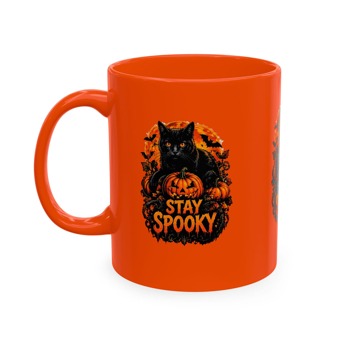 Stay Spooky Black Cat & Pumpkin Ceramic Coffee Mug