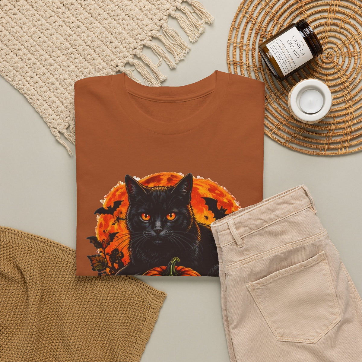 Stay Spooky Black Cat T-Shirt — Jack-O'-Lantern Halloween Tee