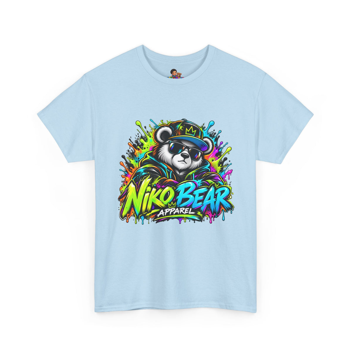 Niko Bear Graphic Tee - Cool Graffiti Panda Unisex Heavy Cotton T-Shirt