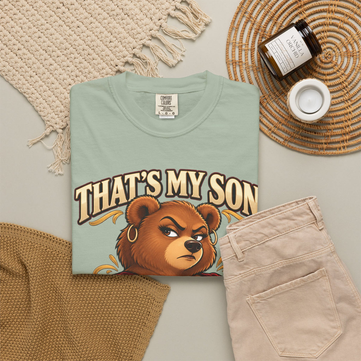 "That's My Son Don't Make Me Lose My Manners Mama Bear Shirt Funny Protective Mom Tee"