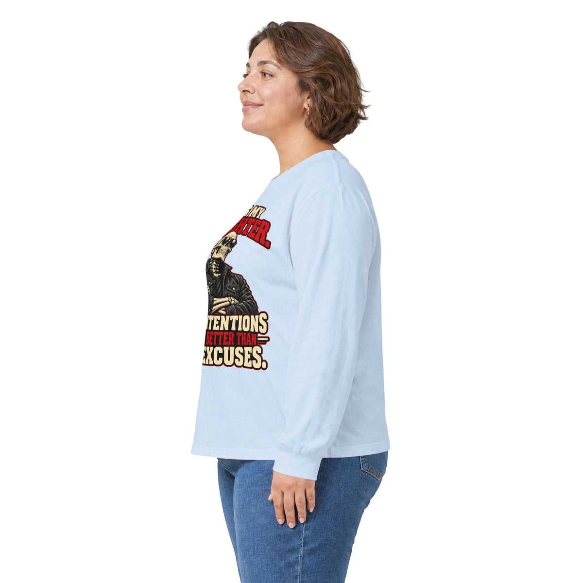She's My Daughter Skull Graphic Long Sleeve T-Shirt - Protective Dad Shirt