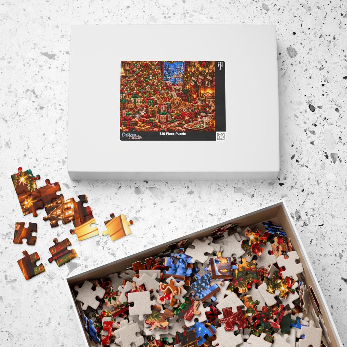 Cozy Christmas Pets Jigsaw Puzzle - Dog & Kittens Holiday Gift