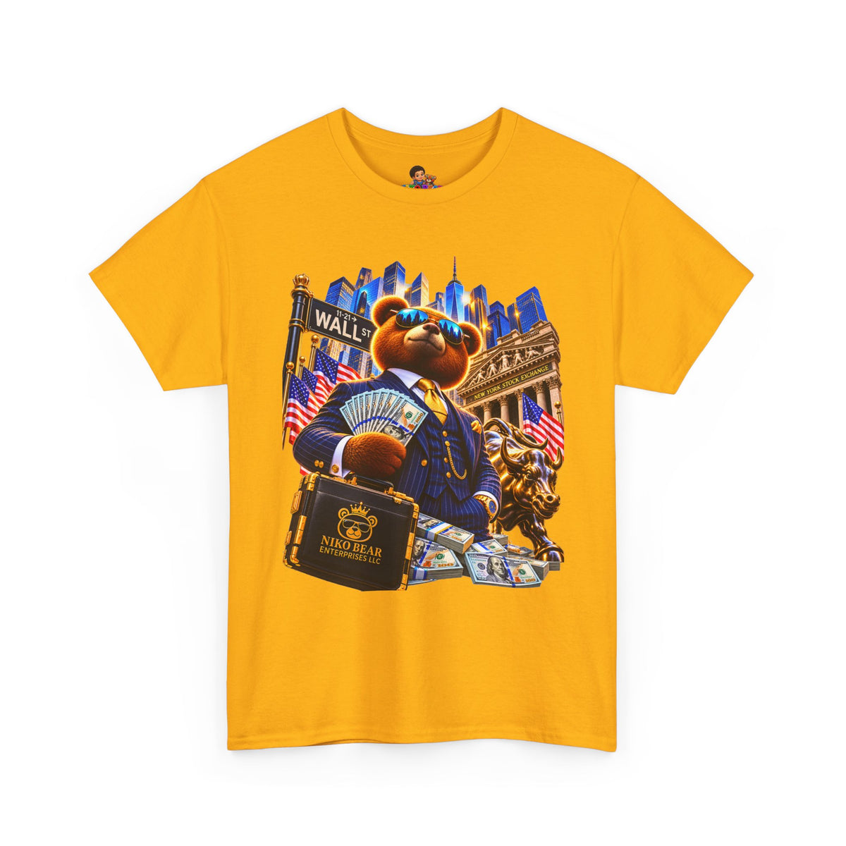 NikoBear Wall Street Hustle Graphic TeeUnisex Heavy Cotton Tee