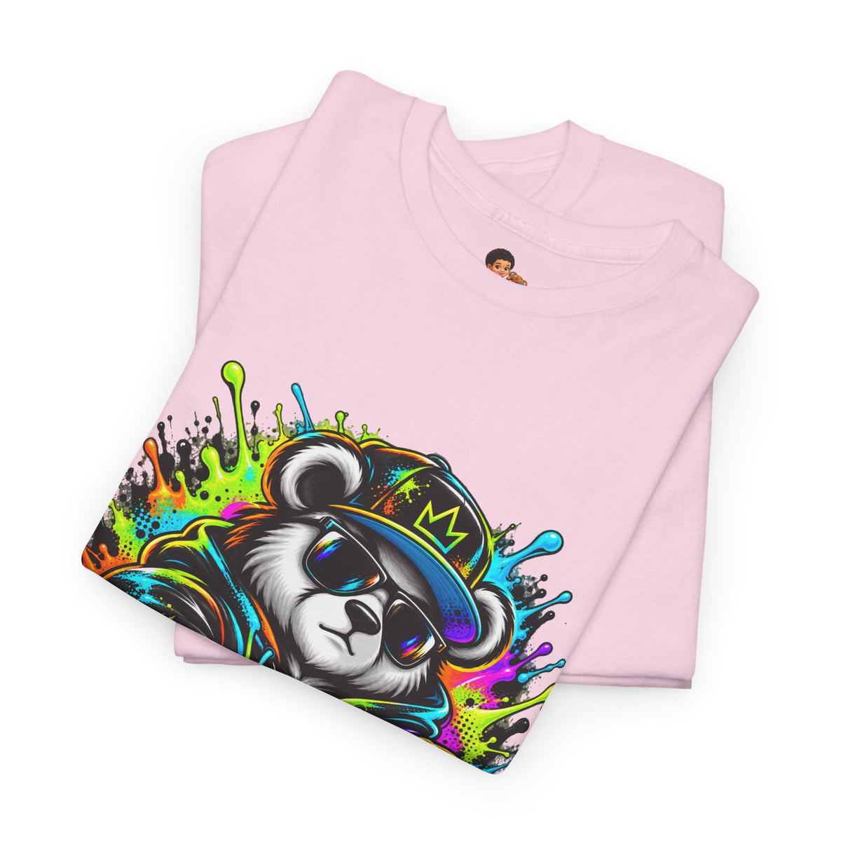 Niko Bear Graphic Tee - Cool Graffiti Panda Unisex Heavy Cotton T-Shirt