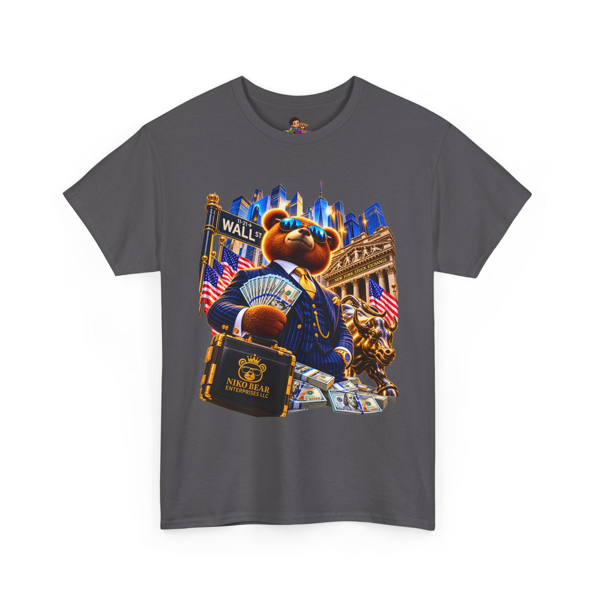 NikoBear Wall Street Hustle Graphic TeeUnisex Heavy Cotton Tee
