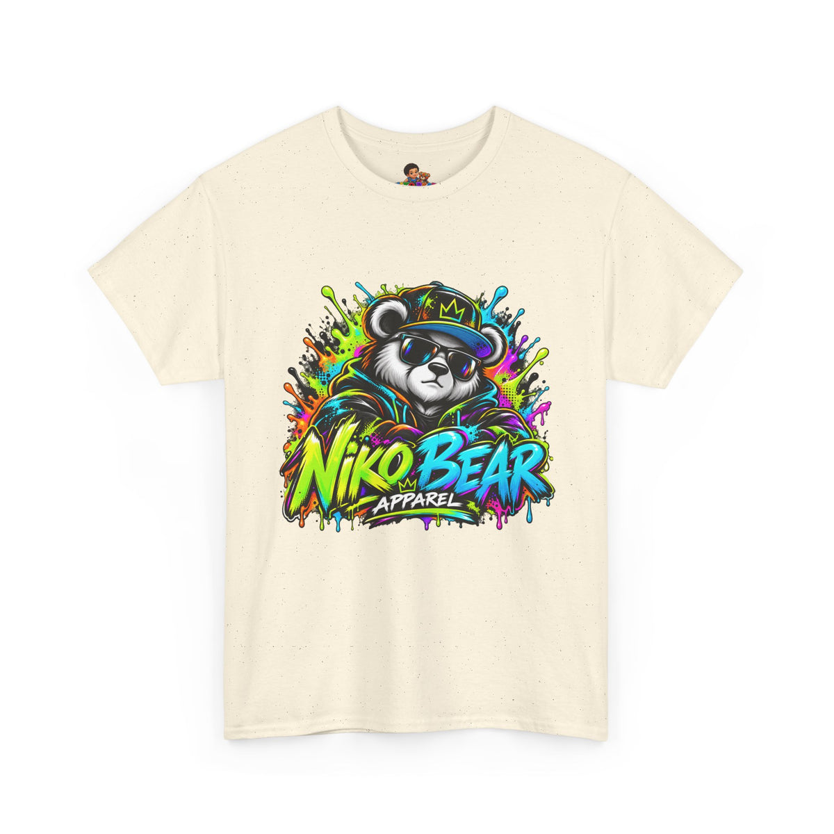 Niko Bear Graphic Tee - Cool Graffiti Panda Unisex Heavy Cotton T-Shirt