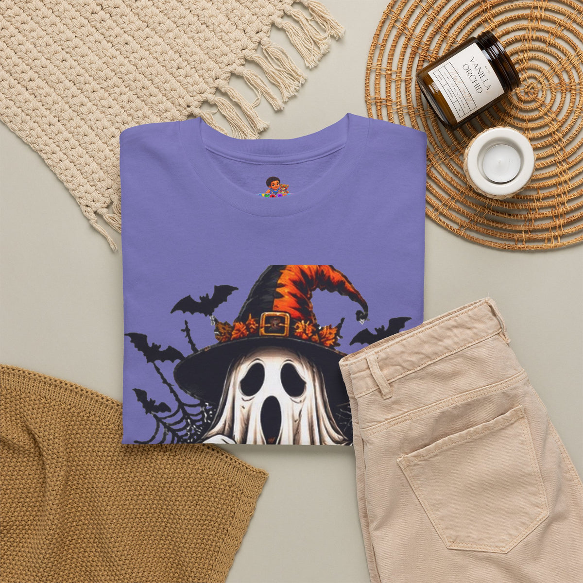Retro Ghost & Jack-O'-Lantern T-Shirt — Halloween Graphic Tee