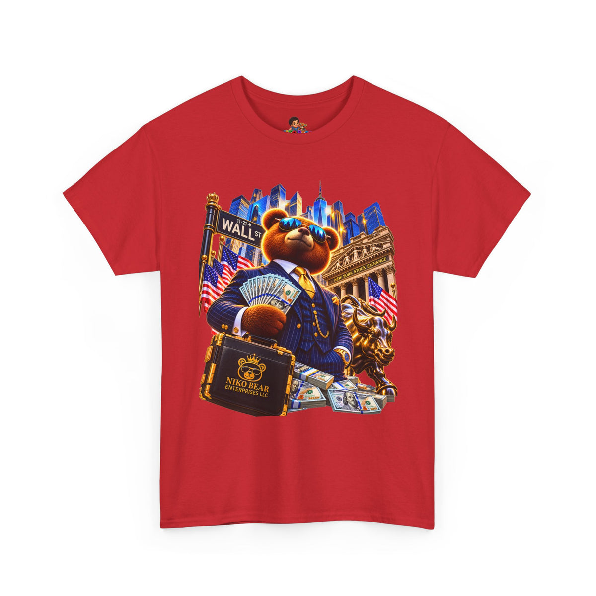 NikoBear Wall Street Hustle Graphic TeeUnisex Heavy Cotton Tee