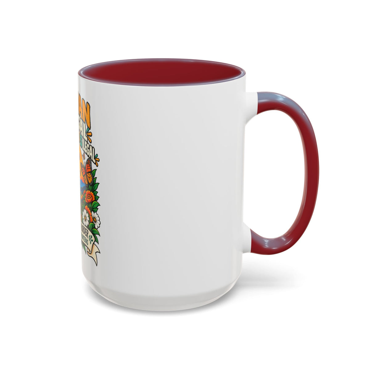 No Human Is Illegal Accent Mug — Immigrant Rights Coffee Cup