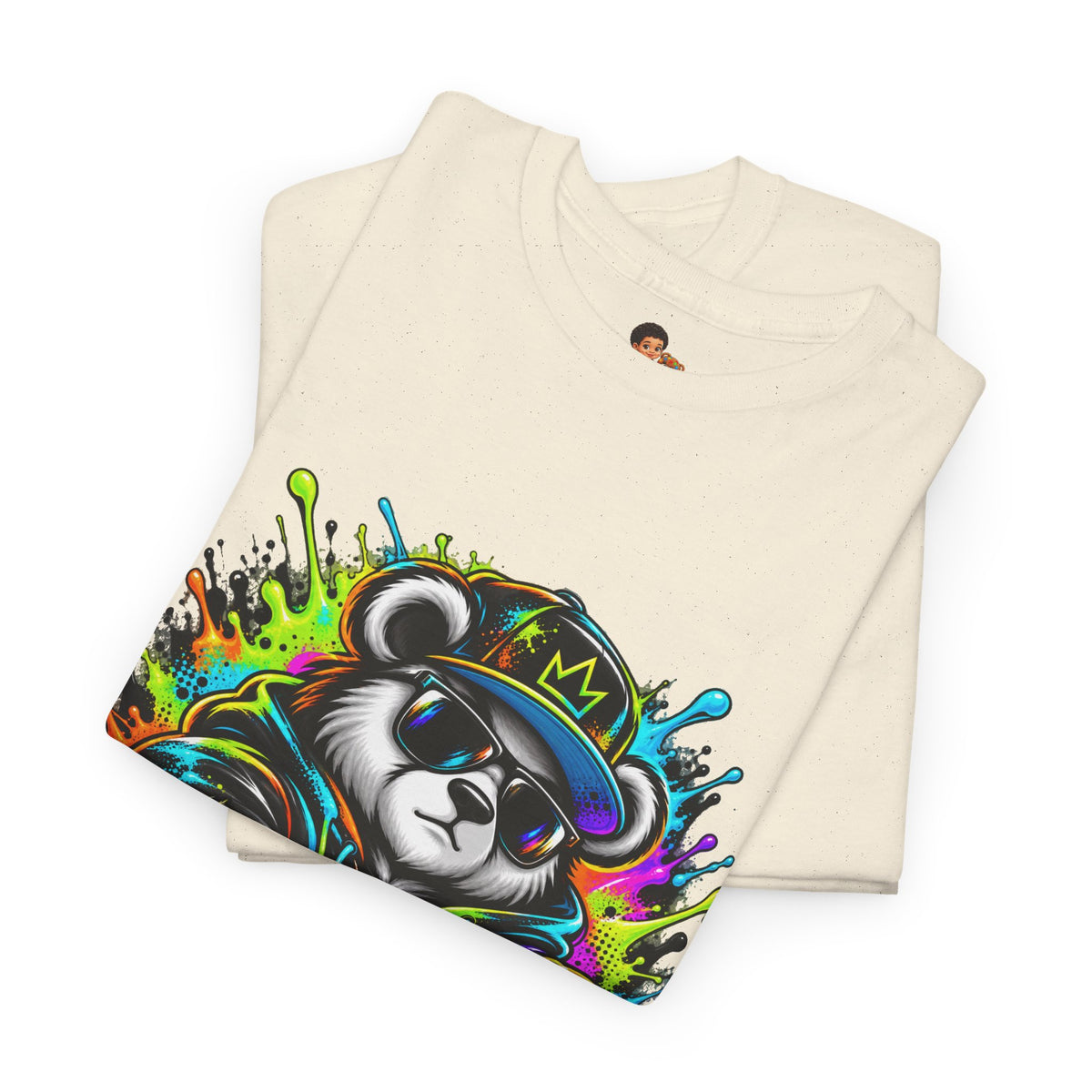 Niko Bear Graphic Tee - Cool Graffiti Panda Unisex Heavy Cotton T-Shirt
