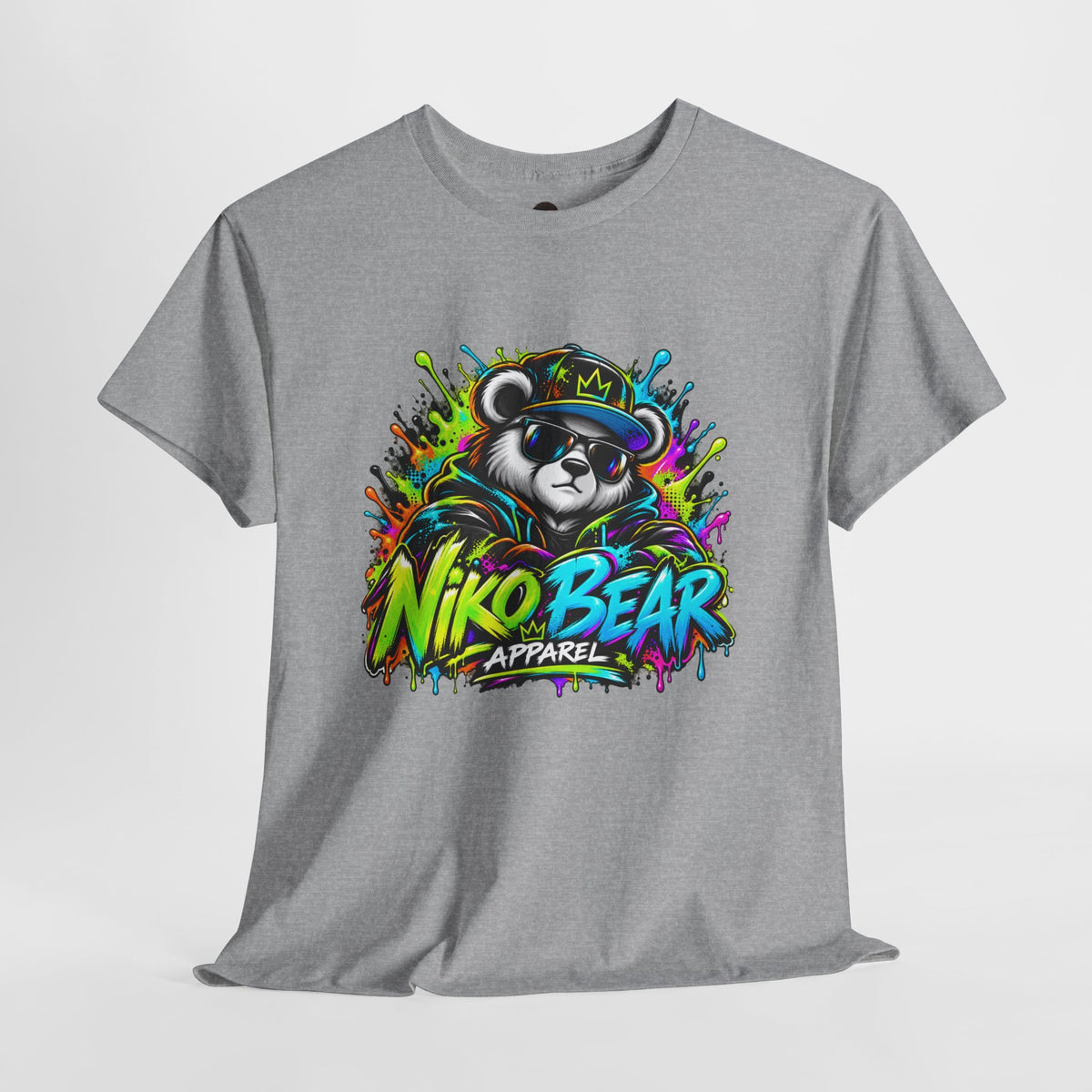 Niko Bear Graphic Tee - Cool Graffiti Panda Unisex Heavy Cotton T-Shirt