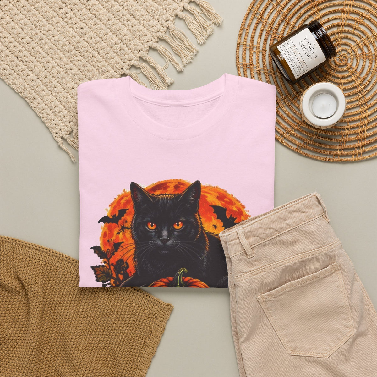 Stay Spooky Black Cat T-Shirt — Jack-O'-Lantern Halloween Tee