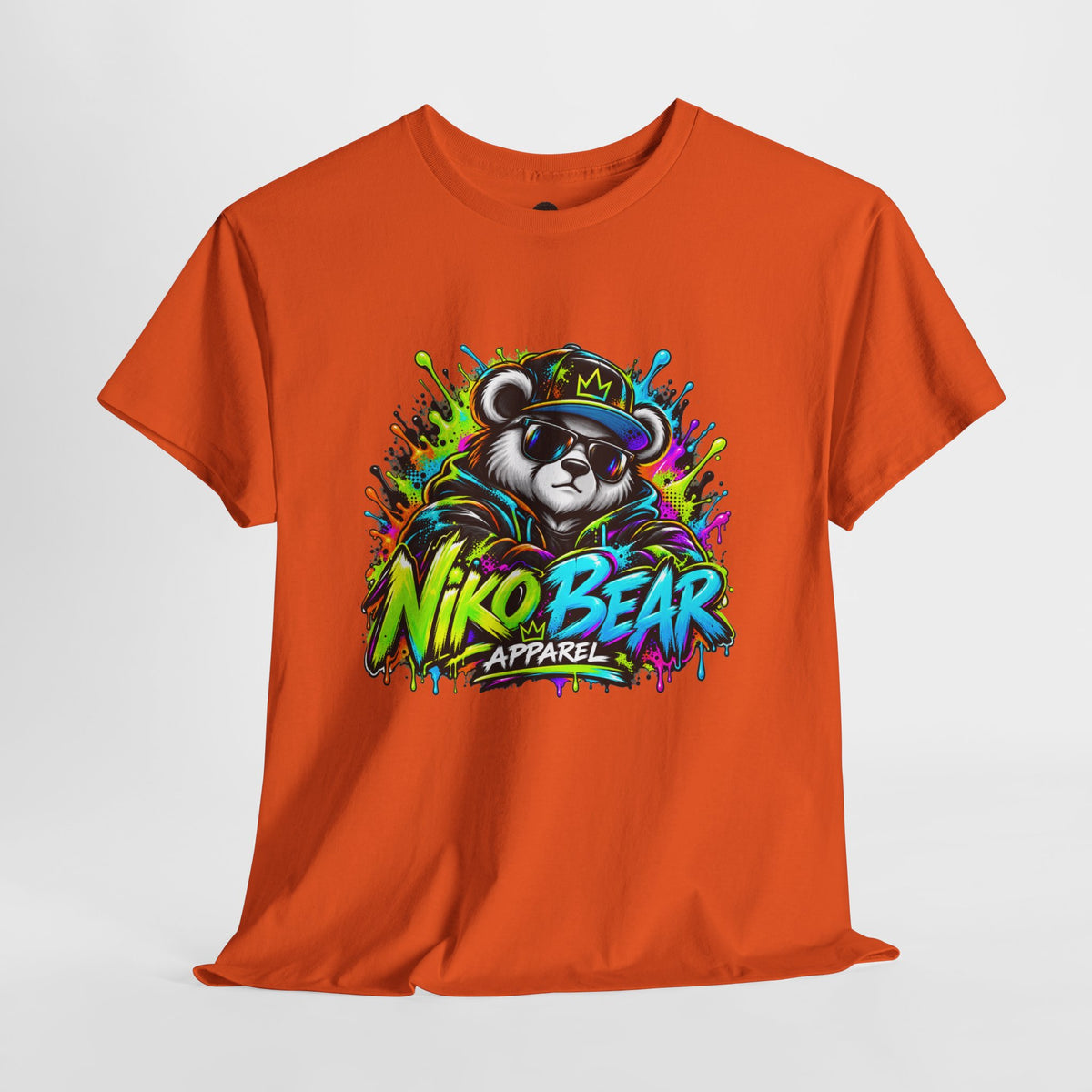 Niko Bear Graphic Tee - Cool Graffiti Panda Unisex Heavy Cotton T-Shirt