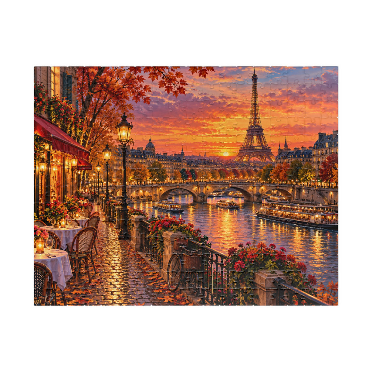 Autumn Paris Cityscape Jigsaw Puzzle – Sunset Eiffel Tower & Seine