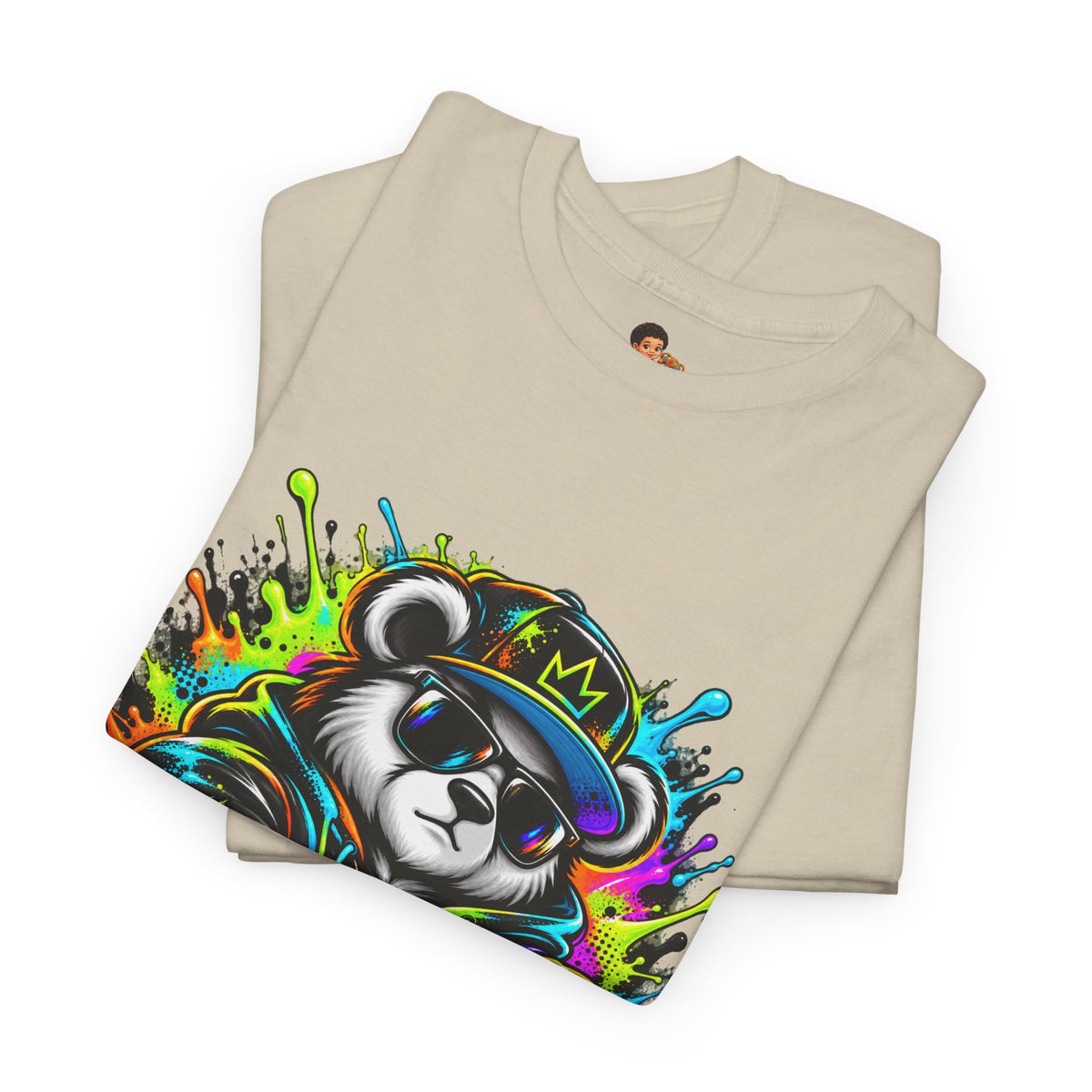 Niko Bear Graphic Tee - Cool Graffiti Panda Unisex Heavy Cotton T-Shirt