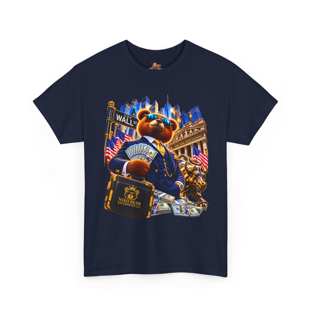 NikoBear Wall Street Hustle Graphic TeeUnisex Heavy Cotton Tee