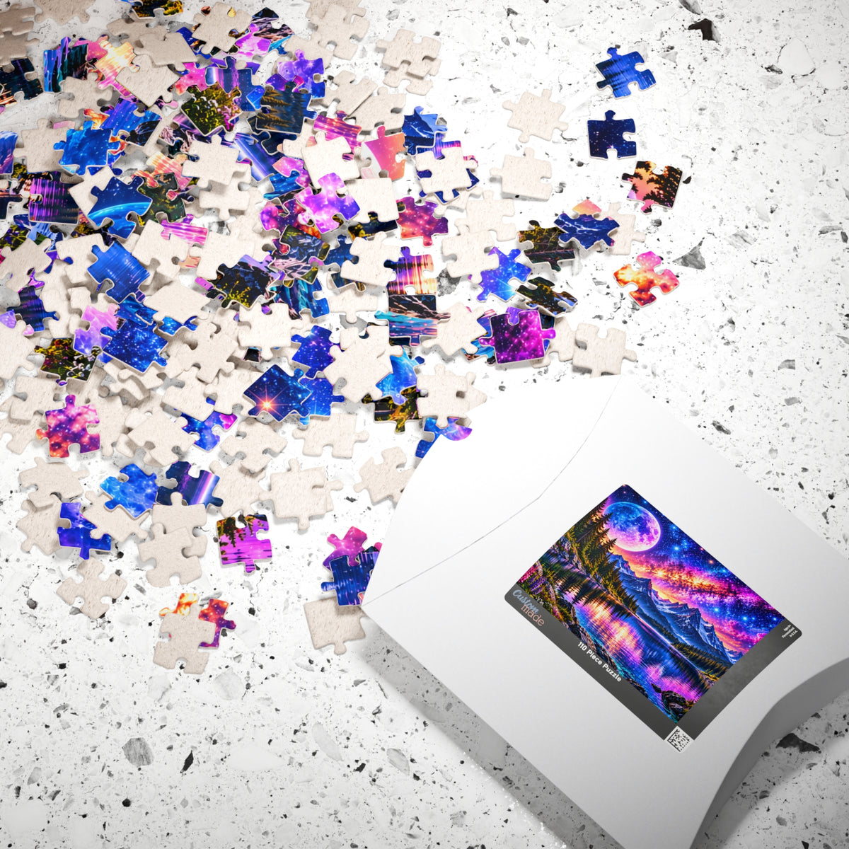 Galaxy Dreams Jigsaw Puzzle - Space Galaxy Mountain Lake Art Jigsaw Puzzles