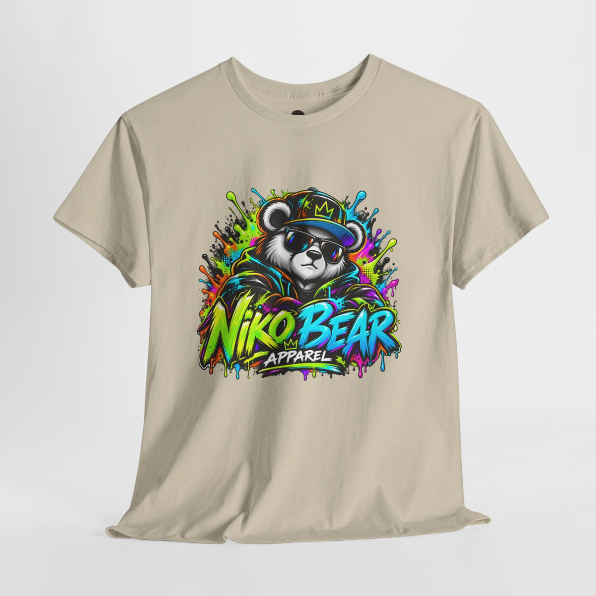 Niko Bear Graphic Tee - Cool Graffiti Panda Unisex Heavy Cotton T-Shirt