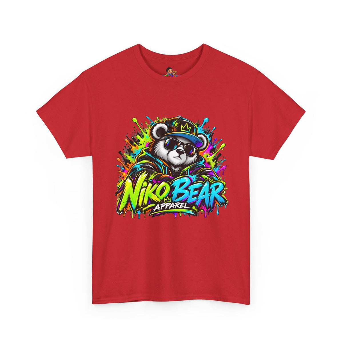 Niko Bear Graphic Tee - Cool Graffiti Panda Unisex Heavy Cotton T-Shirt