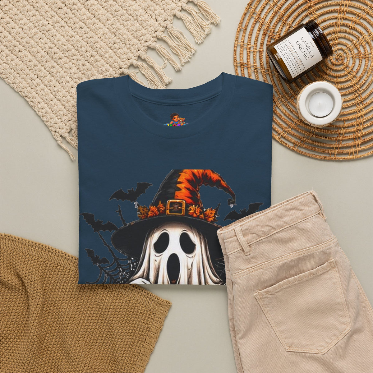 Retro Ghost & Jack-O'-Lantern T-Shirt — Halloween Graphic Tee
