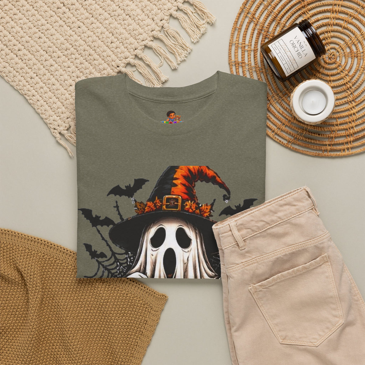 Retro Ghost & Jack-O'-Lantern T-Shirt — Halloween Graphic Tee