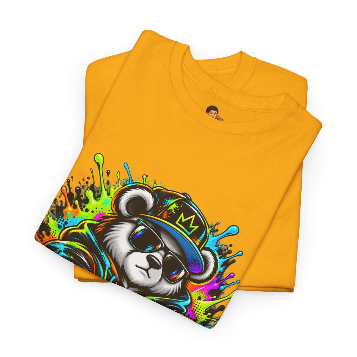 Niko Bear Graphic Tee - Cool Graffiti Panda Unisex Heavy Cotton T-Shirt