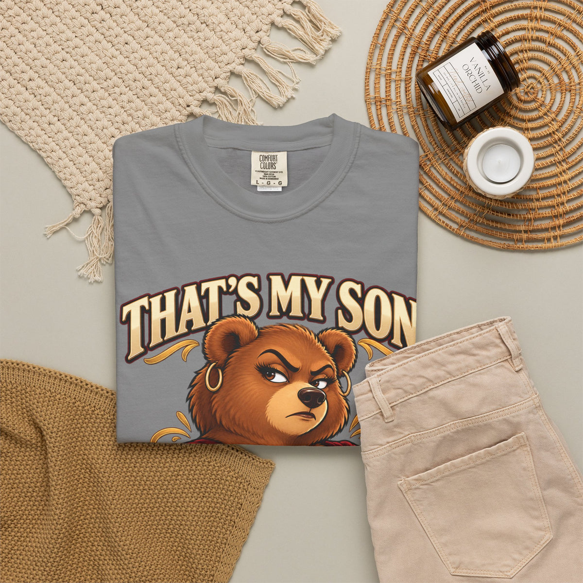 "That's My Son Don't Make Me Lose My Manners Mama Bear Shirt Funny Protective Mom Tee"