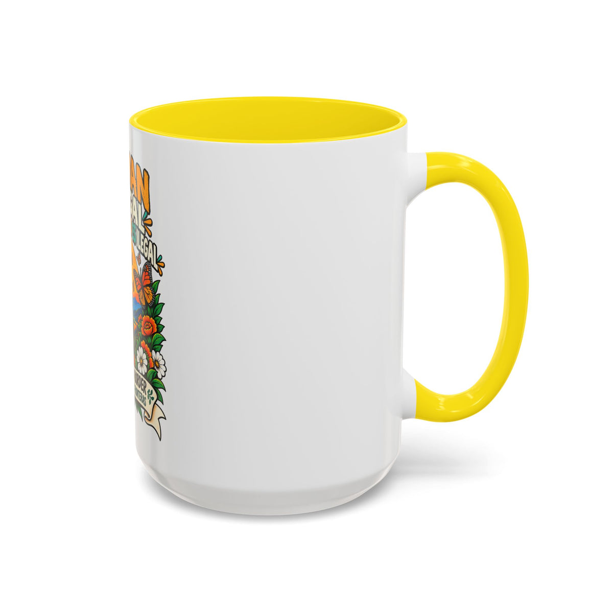 No Human Is Illegal Accent Mug — Immigrant Rights Coffee Cup