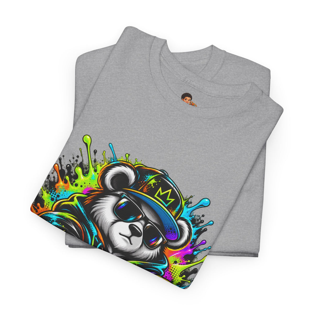 Niko Bear Graphic Tee - Cool Graffiti Panda Unisex Heavy Cotton T-Shirt