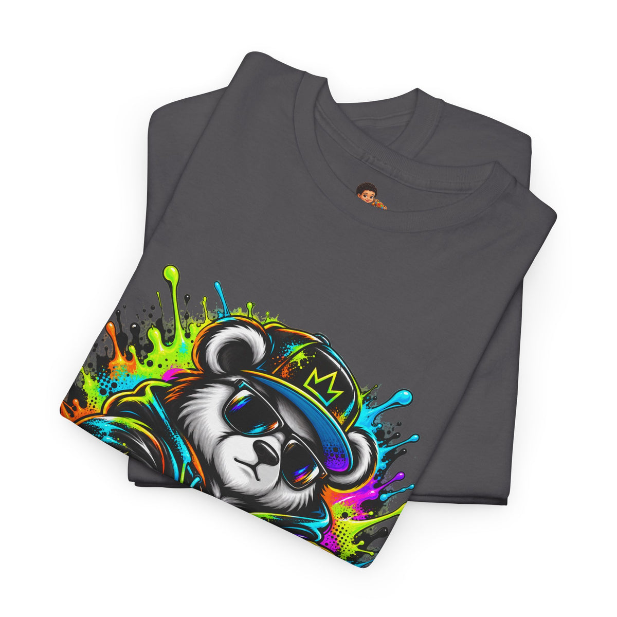 Niko Bear Graphic Tee - Cool Graffiti Panda Unisex Heavy Cotton T-Shirt
